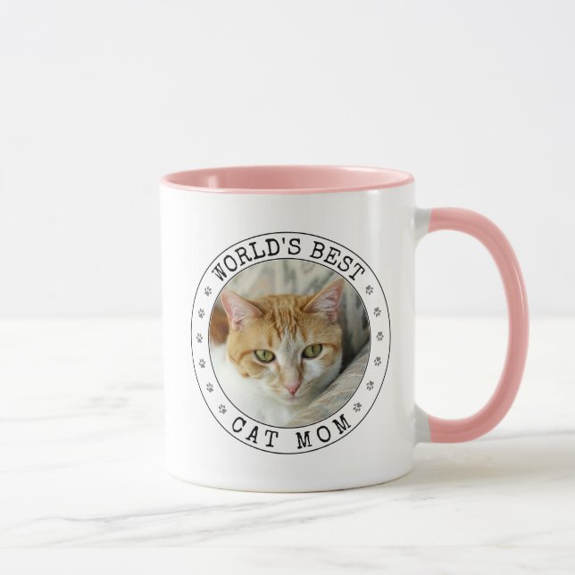 Worlds Best Cat Mum Photo Template Paw Print Cute Mug (Right)