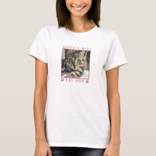 World's Best Cat Mum Pink Paw Prints Pet Photo T-Shirt