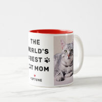 Worlds Best Cat Mum Red Photo Paw Print