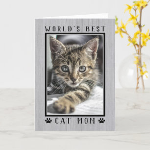 World's Best Cat Mum Rustic Mother's Day Photo Card