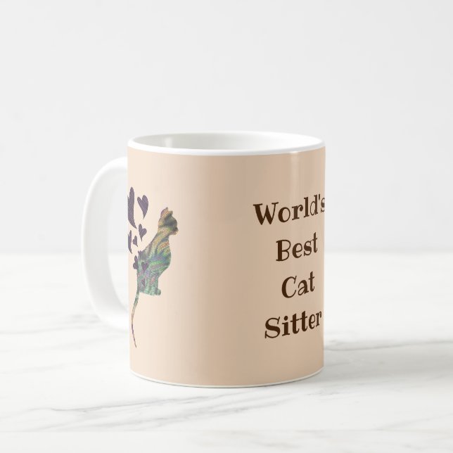 World's Best Cat Sitter Cat Hearts Thank You Coffee Mug (Front Left)