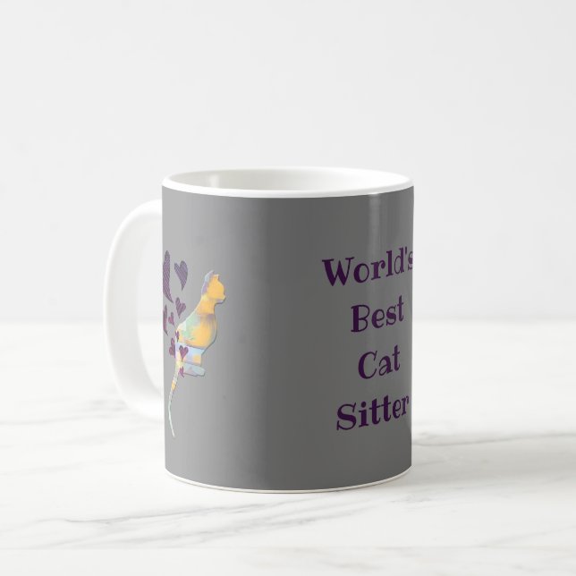 World's Best Cat Sitter Cat Hearts Thank You Coffee Mug (Front Left)