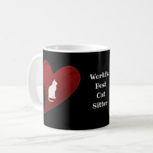 World's Best Cat Sitter White Cat Heart Thank You Coffee Mug