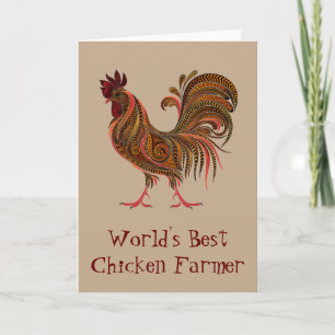 World's Best Chicken Farmer Fun Quote Rooster Farm Card