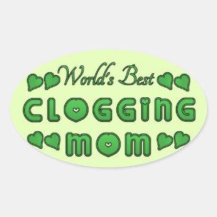 World's Best Clogging Mum Green Oval Sticker
