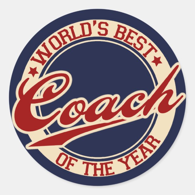World's Best Coach of the Year Classic Round Sticker (Front)
