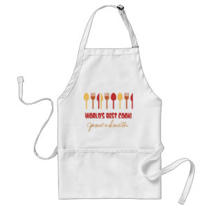 World's Best Cook Custom Name Red Orange Standard Apron