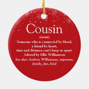 World's Best Cousin Definition Snowflakes Photo Ceramic Tree Decoration