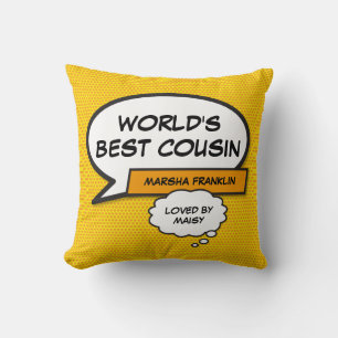 World's Best Cousin Fun Modern Cool Comic Cushion