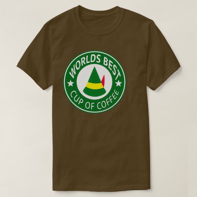 Worlds Best Cup of Coffee Elf T-Shirt (Design Front)