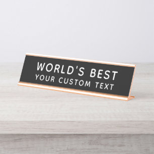 World's Best Custom Black and White Desk Name Plate