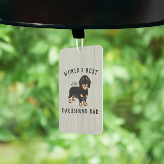 World's Best Dachshund Dad Custom Dog Name Rustic Car Air Freshener