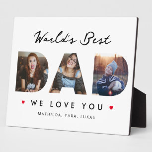World's Best Dad 3 Photo Collage Plaque