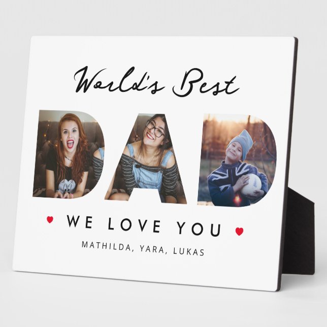 World's Best Dad 3 Photo Collage Plaque (Side)