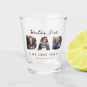 World's Best Dad 3 Photo Collage Shot Glass