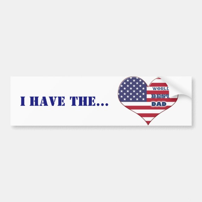 World's Best Dad American Flag Heart Bumper Sticker (Front)