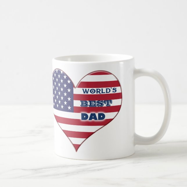 World's Best Dad American Flag Heart Coffee Mug (Right)