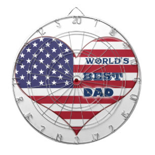 World's Best Dad American Flag Heart Dartboard