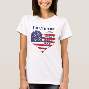 World's Best Dad American Flag Heart T-Shirt