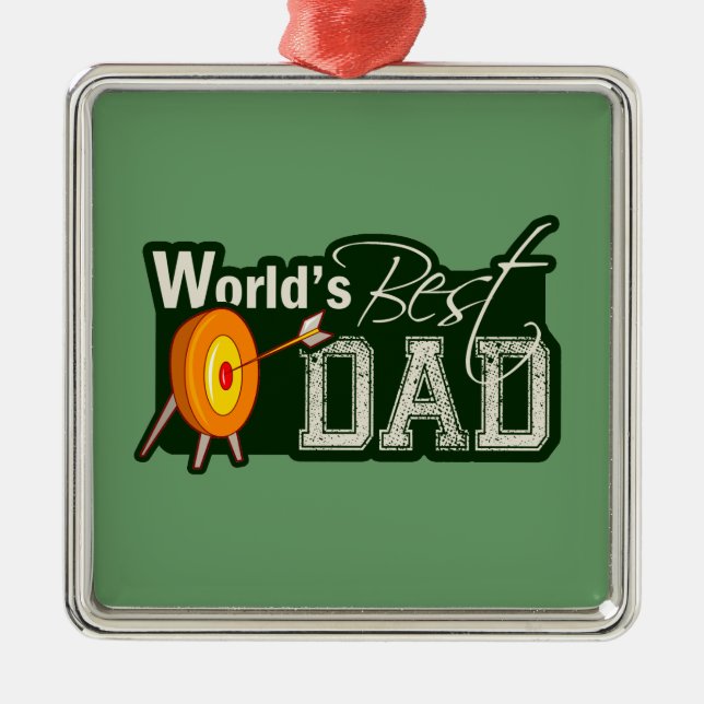 World's Best Dad; Archery Metal Tree Decoration (Front)