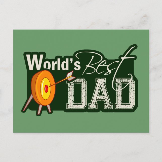 World's Best Dad; Archery Postcard (Front)