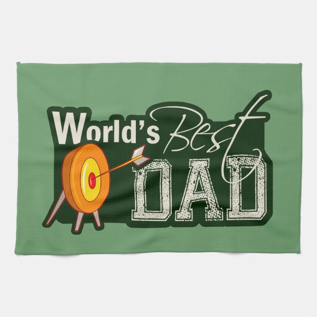 World's Best Dad; Archery Tea Towel (Horizontal)