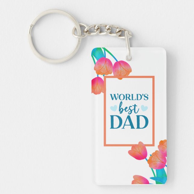 Worlds best dad Best father day gift Key Ring (Front)