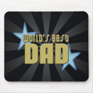 World's Best Dad Black/Gold Cool Father's Day Mouse Mat