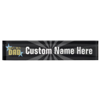 World's Best Dad Black/Gold Cool Father's Day Nameplate