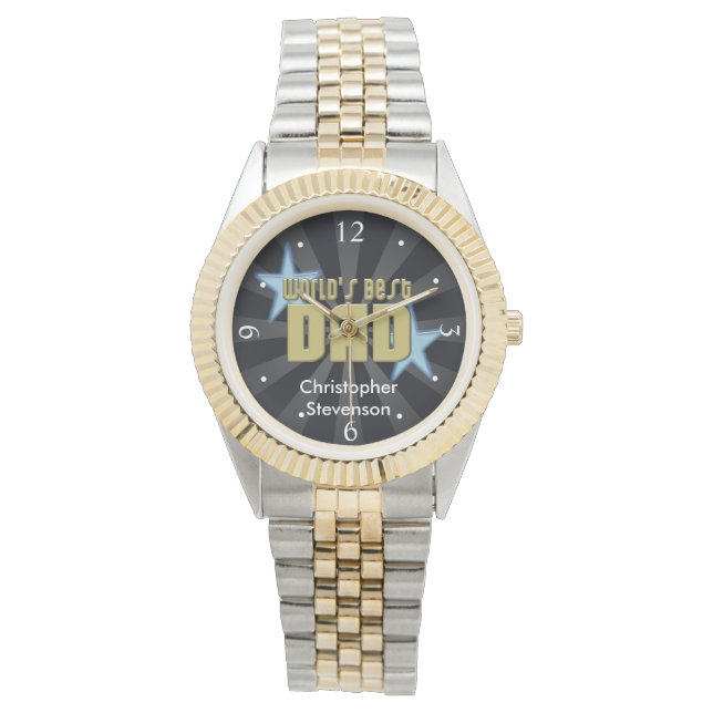 World's Best Dad Black/Gold Cool Father's Day Watch (Front)