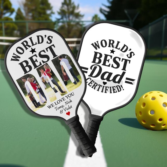 World's Best Dad-Certified Father's Day photo  Pickleball Paddle (Creator Uploaded)
