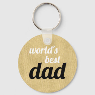 World's Best Dad Chic Script Gold and Black Key Ring