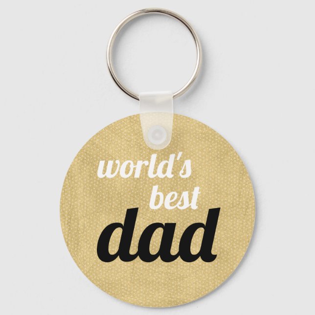 World's Best Dad Chic Script Gold and Black Key Ring (Front)