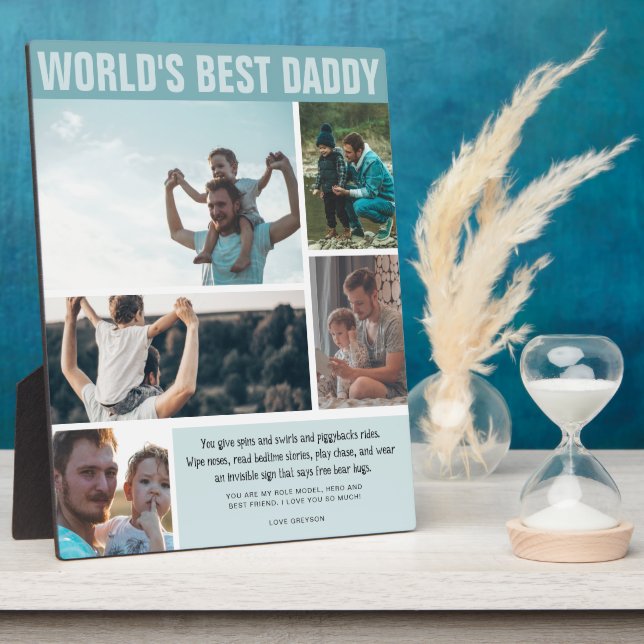 World's Best Dad | Color Block Photo Collage Plaque (Side)