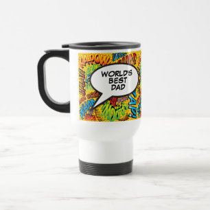 World's Best Dad Cool Fun Comic Typographic Travel Mug