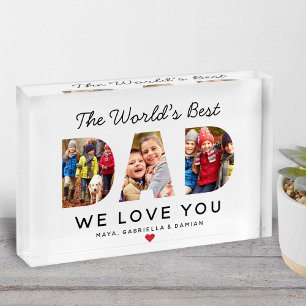 Worlds Best Dad Custom Family Collage Photo Block