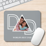 World's Best Dad Custom Father's Day Photo Mouse Mat<br><div class="desc">This World's Best Dad Photo Mouse pad is decorated with the word DAD in white typography on a grey background.
Easily customisable with your photo.
Makes a perfect Father's Day gift.</div>