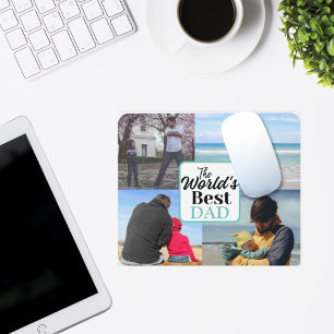 World's Best Dad   Custom Four Photo Collage Mouse Mat