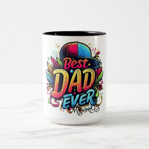 "World's Best Dad: Custom Painted Mug" Two-Tone Coffee Mug