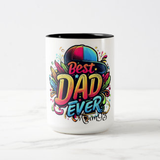 "World's Best Dad: Custom Painted Mug" Two-Tone Coffee Mug