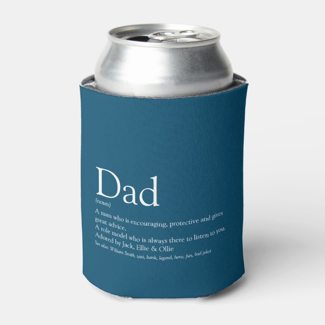 World's Best Dad Daddy Father Definition Fun Blue Can Cooler (Can Front)