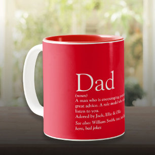 World's Best Dad Daddy Father Definition Fun Red Two-Tone Coffee Mug