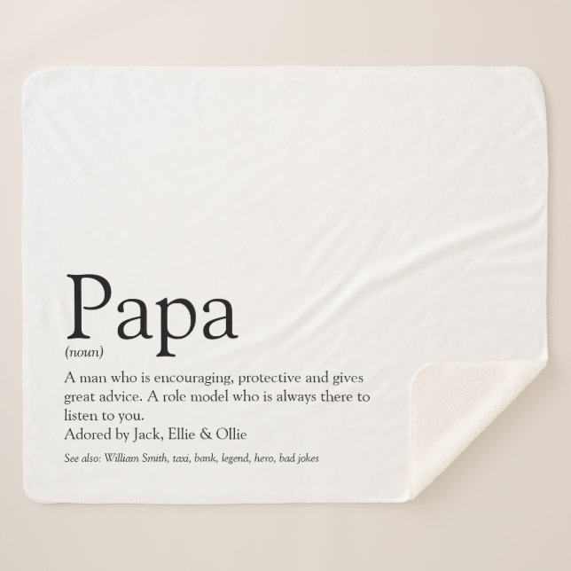 World's Best Dad, Daddy, Father Definition Fun Sherpa Blanket (Front (Horizontal))