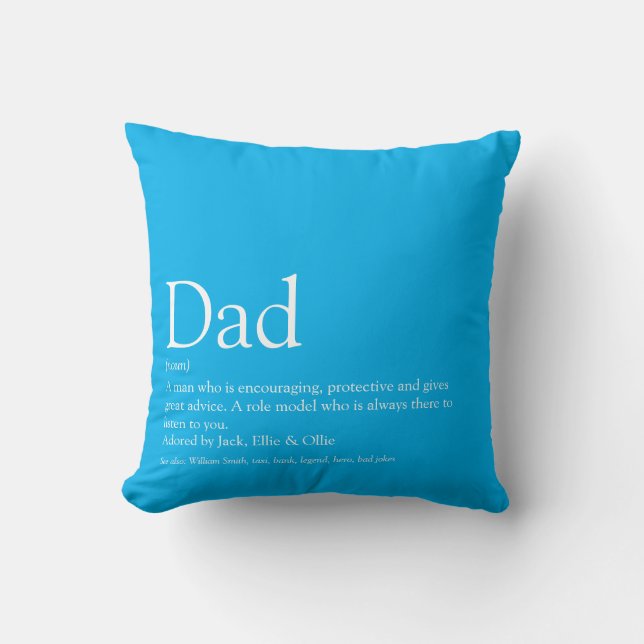 World's Best Dad Daddy Father Definition Sky Blue Cushion (Front)