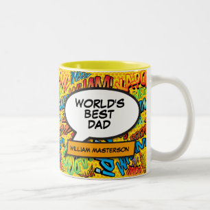 World's Best Dad Daddy Father Fun Comic Book Two-Tone Coffee Mug