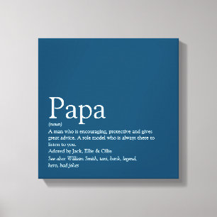 World's Best Dad Daddy Father Papa Definition Blue Canvas Print
