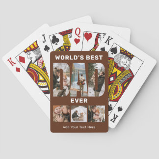 World's Best Dad Ever Custom 6 Photo Brown Playing Cards