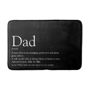 World's Best Dad Father Daddy Definition Black Bath Mat
