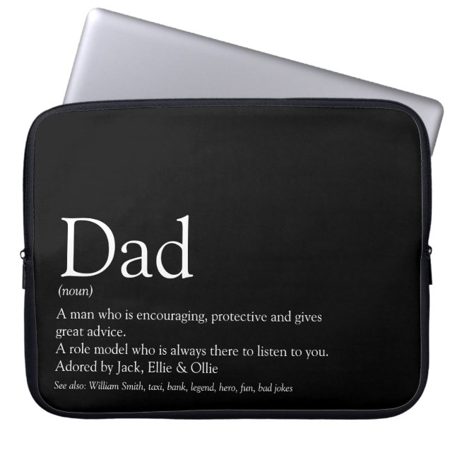World's Best Dad Father Daddy Definition Black Laptop Sleeve (Front)