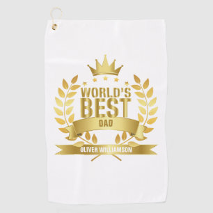 World's Best Dad Father Gold 5 Star Golf Towel
